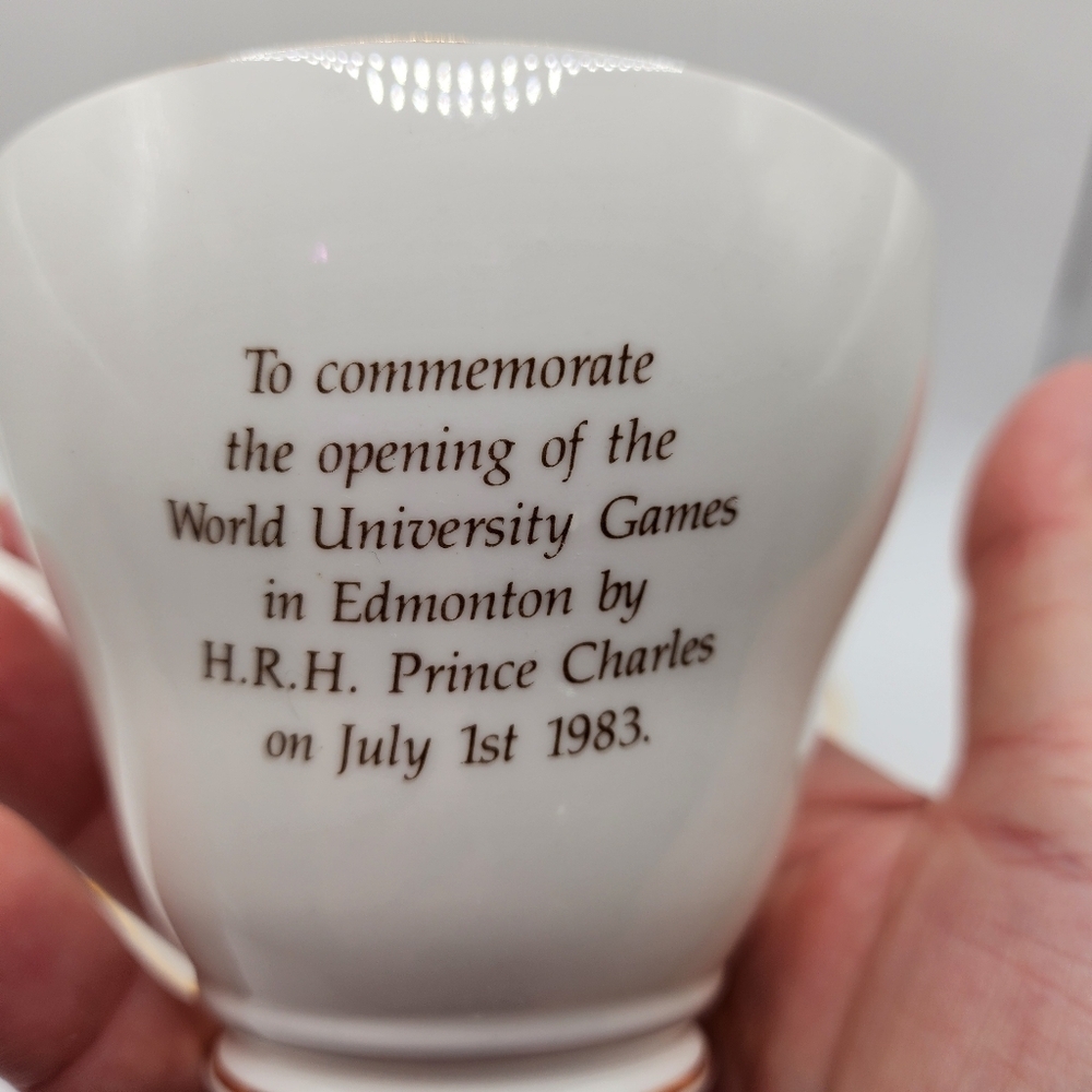 Prince Charles Lady Diana Bone China Teacup & Saucer 1983 Universary Games - Picture 3 of 14